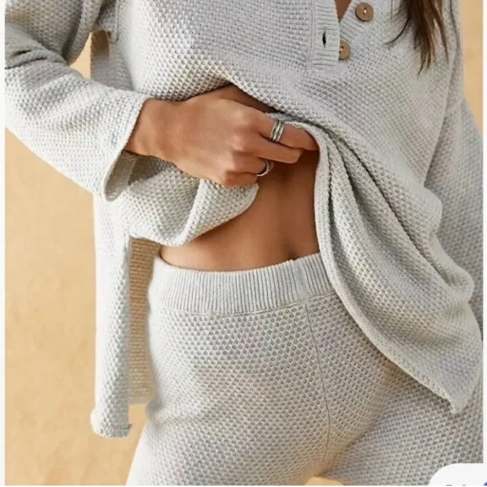 Free people Hailee Light Gray Knit Sweater Pants size XL/TG